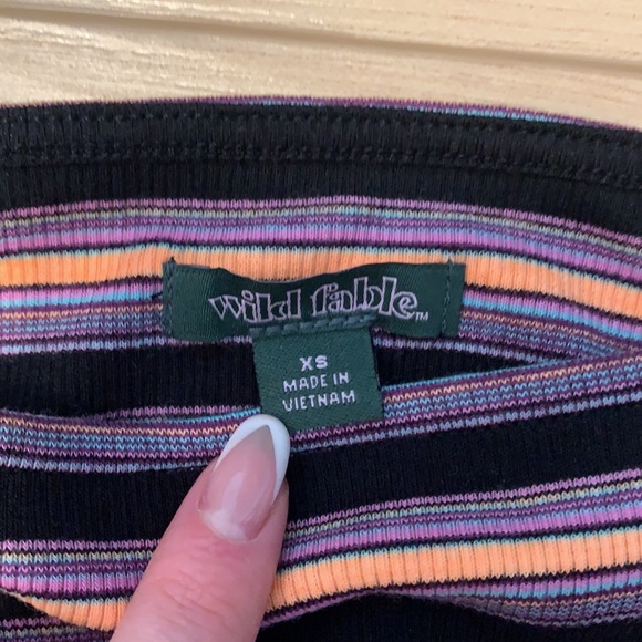 Wild Fables Black, Purple, Orange Striped Strappy Crop Top - Picture 3 of 4